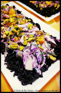 Looking for healthy recipes for your Mardi Gras party? Try this Black Rice & Purple Brussels Sprout Salad by Chef Catherine Brown, plus 17 other dietitian-approved festive dishes!
