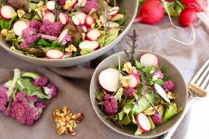 Looking for healthy recipes for your Mardi Gras party? Try this Purple Cauliflower Salad with Lemon Vinaigrette by Sharon Palmer, The Plant-Powered Dietitian, plus 17 other dietitian-approved festive dishes!
