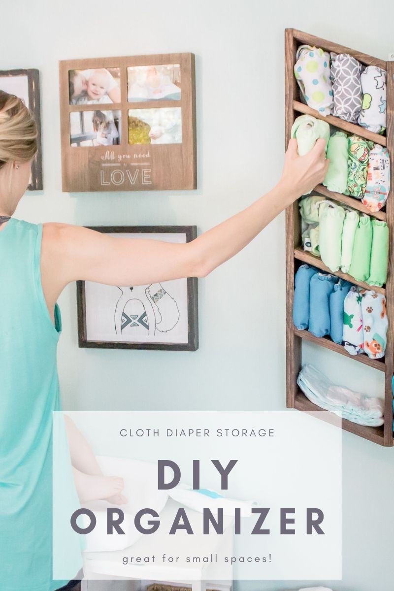 This hanging cloth diaper storage DIY organizer is the best solution for small spaces. An easy project, you can crank it out in a weekend to have the cutest organization for all of your fluff. Click to get the free pattern and learn how to make this trendy cloth diaper storage idea! #clothdiapers #babynursery #nurserydesign #homestorage #organized #diykids